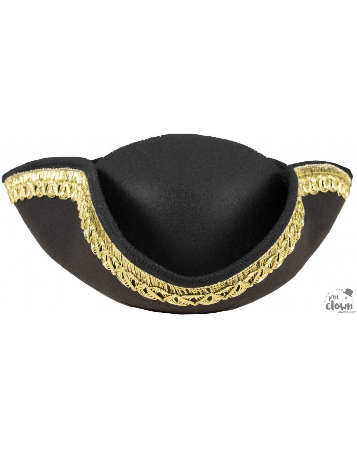 Chapeau Tricorne Noir Galon... • Fun Party