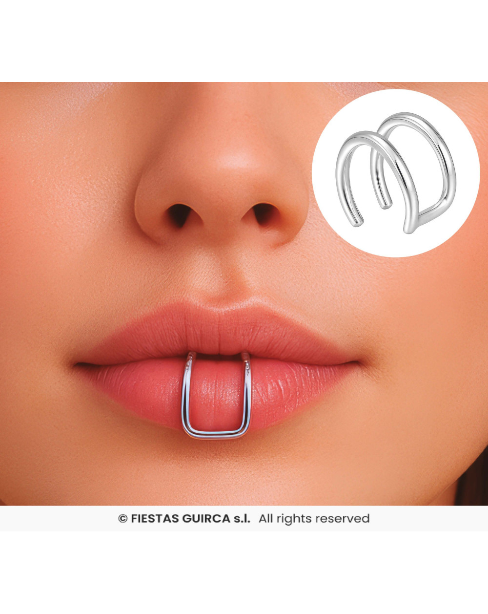 Piercing Faux Lèvre & Oreille Argent Sans Perçage