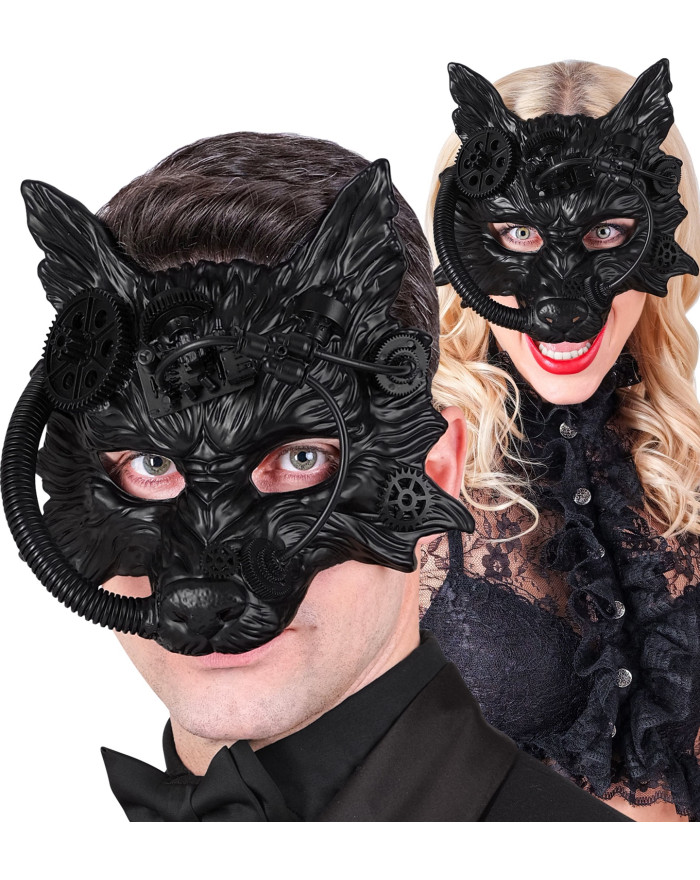 Masque Loup Steampunk Noir... • Fun Party