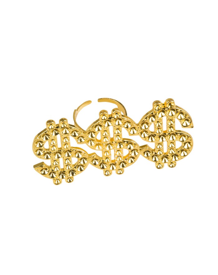 Bague Dollar Dorée Bling... • Fun Party