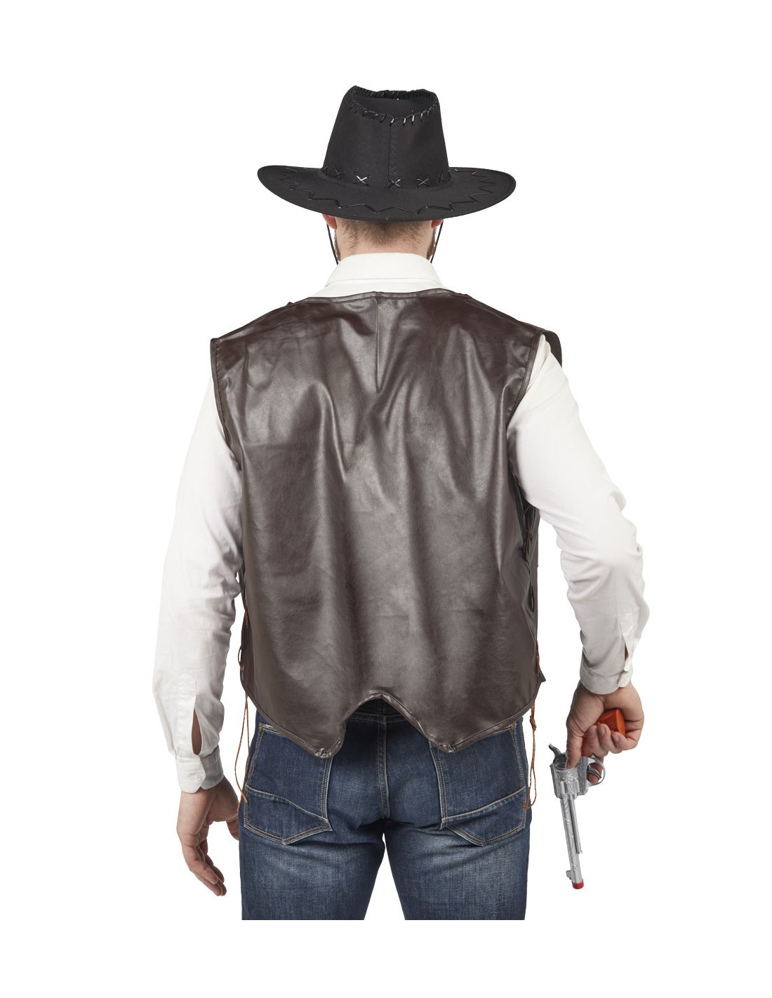 Costume Cowboy Western Adulte - 5 Pièces (chapeau, Gilet Daim, Ceinture, Bandana, Collier) - Pour Halloween, Cosplay, Fête Déguisée